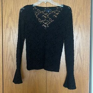 American eagle lacy v-neck long sleeve top with bell sleeves